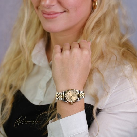 Rolex Lady-Datejust Yellow Gold Steel 68273 Factory Dial Fluted